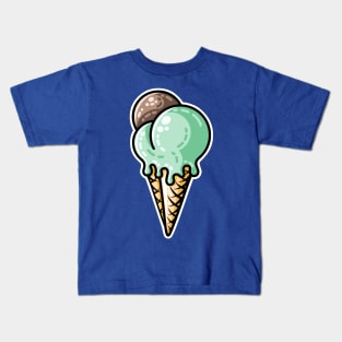 Cute mint and chocolate ice cream cone Kids T-Shirt